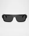 Ray Ban Ray-ban 56mm Polarized Rectangular Sunglasses In Black