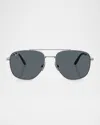 Ray Ban Ray-ban 59mm Polarized Square Sunglasses In Silver