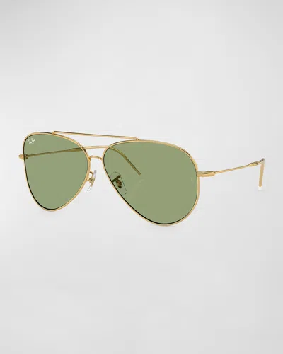 Ray Ban Aviator Reverse Sunglasses Gold Frame Green Lenses 62-11