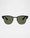 Ray Ban Clubmaster Reverse Sunglasses Black Frame Green Lenses Polarized 54-21 In Black Green
