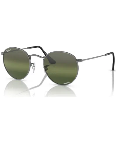 Ray Ban Round Metal Chromance Round-frame Sunglasses In Gunmetal