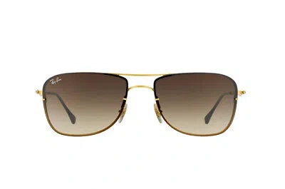 Pre-owned Ray Ban Ray-ban Men's Sunglasses Rb8054 157/13 Matte Gold Rectangle Brown Gradient 59mm