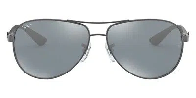 Pre-owned Ray Ban Ray-ban Men's Sunglasses Rb8313 004/k6 Gray Aviator Silver Mirror Polarized 58mm