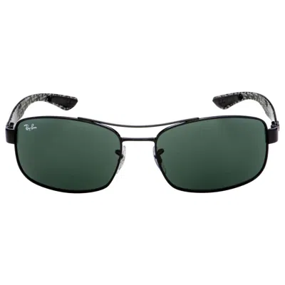 Pre-owned Ray Ban Ray-ban Men's Sunglasses Rb8316 002 Black Rectangle Green Non-polarized 62mm