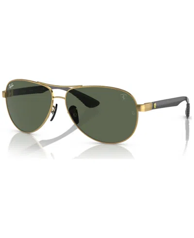 Ray Ban Sunglasses Male Rb8331m Scuderia Ferrari Collection - Dark Carbon Frame Green Lenses 61-13 In Carbon Dunkel