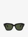 Ray Ban Rb2186 Rectangular-frame Acetate Sunglasses In Black