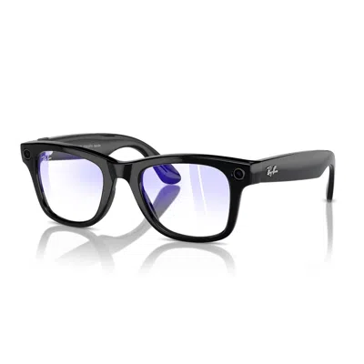 Pre-owned Ray Ban Ray-ban Meta - Wayfarer (standard) Smart Glasses - Shiny Black, Clear