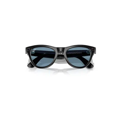 Ray Ban Smart Glasses | Meta Skyler Unisex Black Frame Blue Lenses 52-20 Facebook Glasses