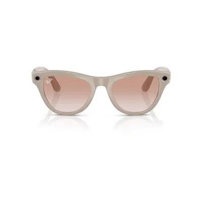 Ray Ban Smart Glasses | Meta Skyler Unisex Chalky Grey Frame Pink Lenses 52-20 Facebook Glasses In Chalky Grey