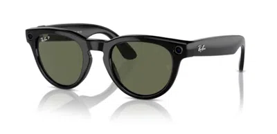 Pre-owned Ray Ban Ray-ban Meta Smart Glasses Skyler, 0rw4009 - Headliner In G-15 Green Polarized In Black