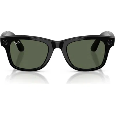 Ray Ban Ray-ban Meta Wayfarer 50mm Square Ai Sunglasses In Black