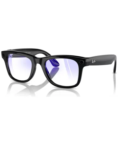 Ray Ban Meta Wayfarer Unisex Blue Light Filter Ai Sunglasses, Rw4006 In Black