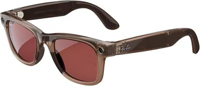 Pre-owned Ray Ban Ray-ban Meta Wayfarer, Warm Stone / Transitions Watermelon Red 2024 Color