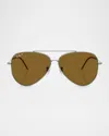 Ray Ban Men's And Women's Polarized Sunglasses, Aviator Reverse Rbr0101s In Dark Brown
