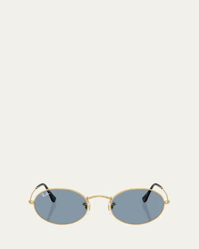 Ray Ban Metal Oval Sunglasses In Arista Gold