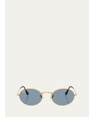 Ray Ban Metal Oval Sunglasses In Gold