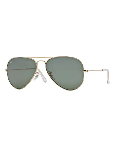 Ray Ban Metal Polarized Aviator Sunglasses In Black