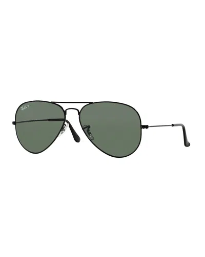 Ray Ban Metal Polarized Aviator Sunglasses In Black