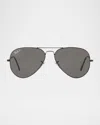 Ray Ban Metal Polarized Aviator Sunglasses In Black Polar