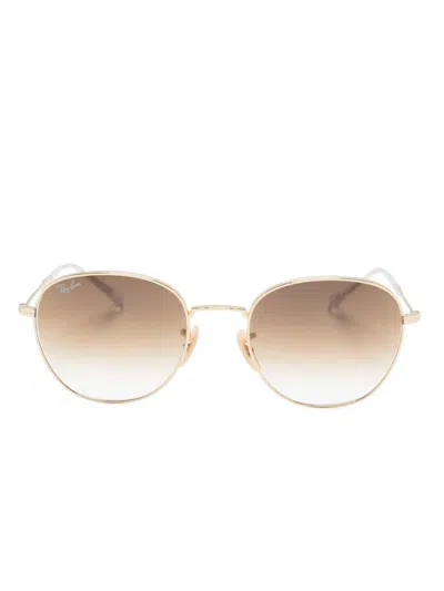 Ray Ban Metallic Pantos-frame Sunglasses In Gold