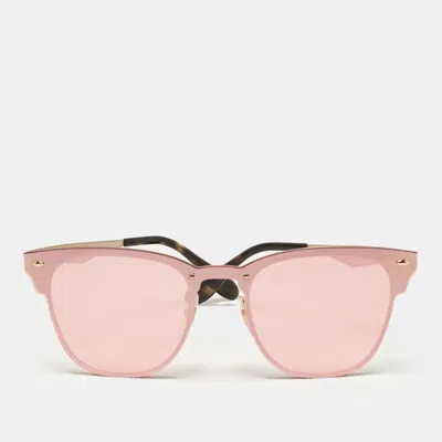 Pre-owned Ray Ban Metallic Pink Blazed Clubmaster Aviator Sunglasses