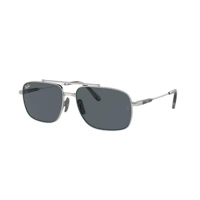 Ray Ban Michael Titanium Rb8096 Silver Blue Unisex Sunglasses In Gray