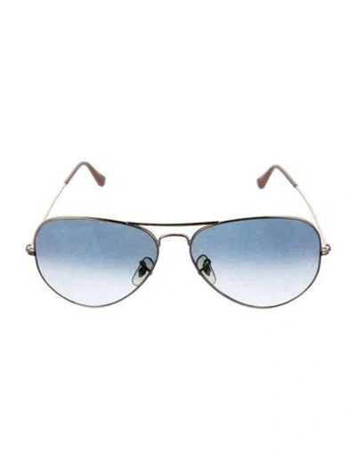 Pre-owned Ray Ban Mirrored Aviator Large Metal Aviator Sunglasses In Gold