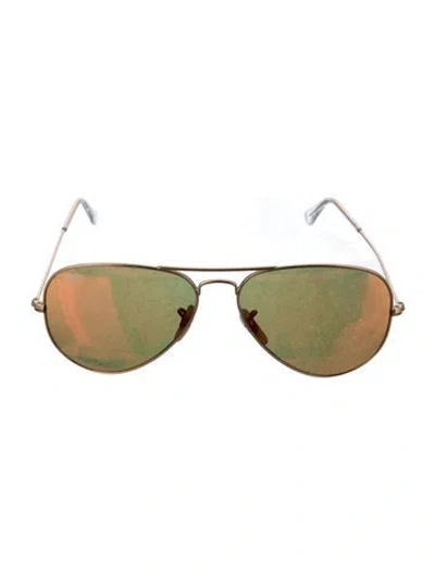 Pre-owned Ray Ban Mirrored Aviator Large Metal Aviator Sunglasses In Gold