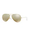 Ray Ban Mirrored Flash Aviator Sunglasses In Gold / Brown