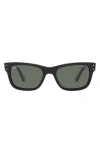 Ray Ban Mr Burbank 55mm Polarized Rectangle Sunglasses In Black/ Polar Green