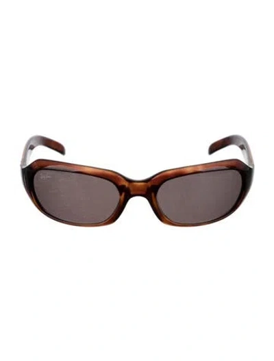 Pre-owned Ray Ban Narrow Tinted Sunglasses In Brown