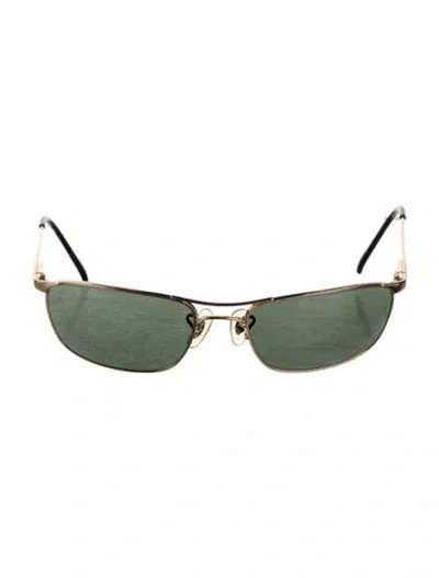 Pre-owned Ray Ban Narrow Tinted Sunglasses In Gold