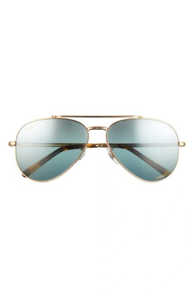 Ray Ban Ray-ban New Aviator 58mm Polarized Pilot Sunglasses In Gold