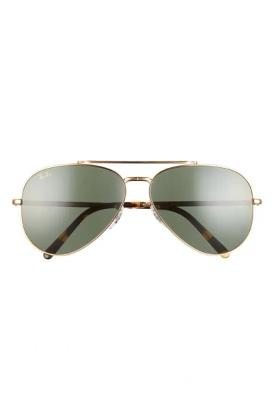 Ray Ban New Aviator 62mm Oversize Pilot Sunglasses In Legend Gold / Green