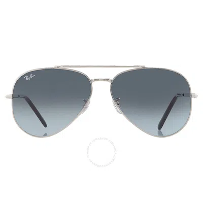 Ray Ban New Aviator Blue Gradient Pilot Unisex Sunglasses Rb3625 003/3m 62 In Blue / Grey / Silver