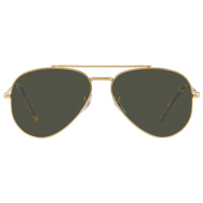 Ray Ban New Aviator Green Aviator Unisex Sunglasses Rb3625 919631 58 In Gold