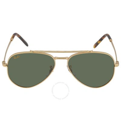 Ray Ban New Aviator Green Unisex Sunglasses Rb3625 919631 55 In Gold / Green