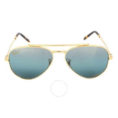 Ray Ban New Aviator Polarized Clear Gradient Dark Blue Unisex Sunglasses Rb3625 9196g6 55 In Blue / Dark / Gold