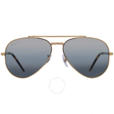 Ray Ban New Aviator Polarized Clear Gradient Dark Blue Unisex Sunglasses Rb3625 9196g6 58 In Blue / Dark / Gold