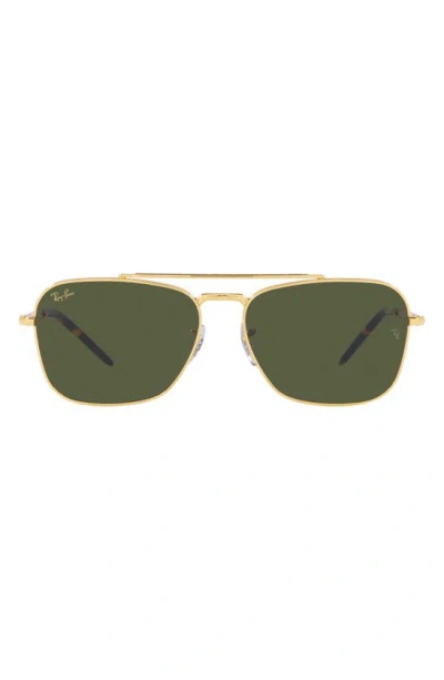 Ray Ban New Caravan 58mm Square Sunglasses In Legend Gold / Green