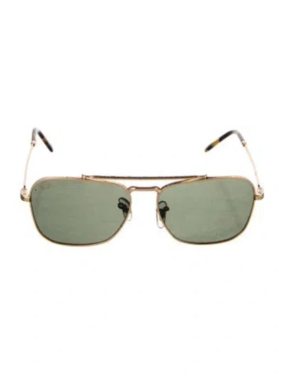 Pre-owned Ray Ban New Caravan Aviator Sunglasses In Gold