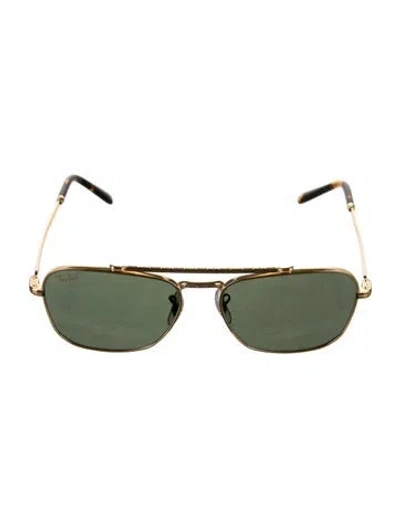 Pre-owned Ray Ban New Caravan Aviator Sunglasses In Gold
