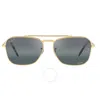 Ray Ban New Caravan Sunglasses Gold Frame Blue Lenses Polarized 58-15 In Blue / Dark / Gold