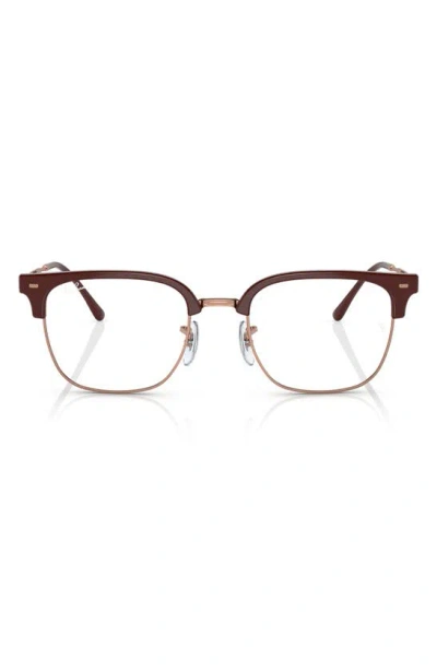 Ray Ban New Clubmaster 49mm Square Optical Glasses In Brown
