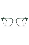 Ray Ban New Clubmaster 49mm Square Optical Glasses In Green