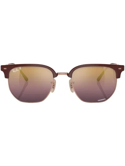 Ray Ban New Clubmaster Sonnenbrillen Rose Gold Fassung Rot Glas Polarisiert 51-20