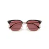 Ray Ban New Clubmaster Online Only Limited Sunglasses Rose Gold Frame Violet Lenses Polarized 51-20 In Rose Gold