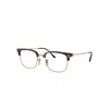 Ray Ban New Clubmaster Optics Eyeglasses Gold Frame Demo Lens Lenses Polarized 53-20 In Gold