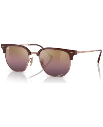 Ray Ban New Clubmaster Sonnenbrillen Rose Gold Fassung Rot Glas Polarisiert 51-20