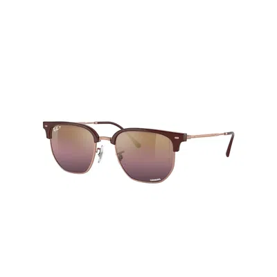 Ray Ban New Clubmaster Sonnenbrillen Rose Gold Fassung Rot Glas Polarisiert 53-20